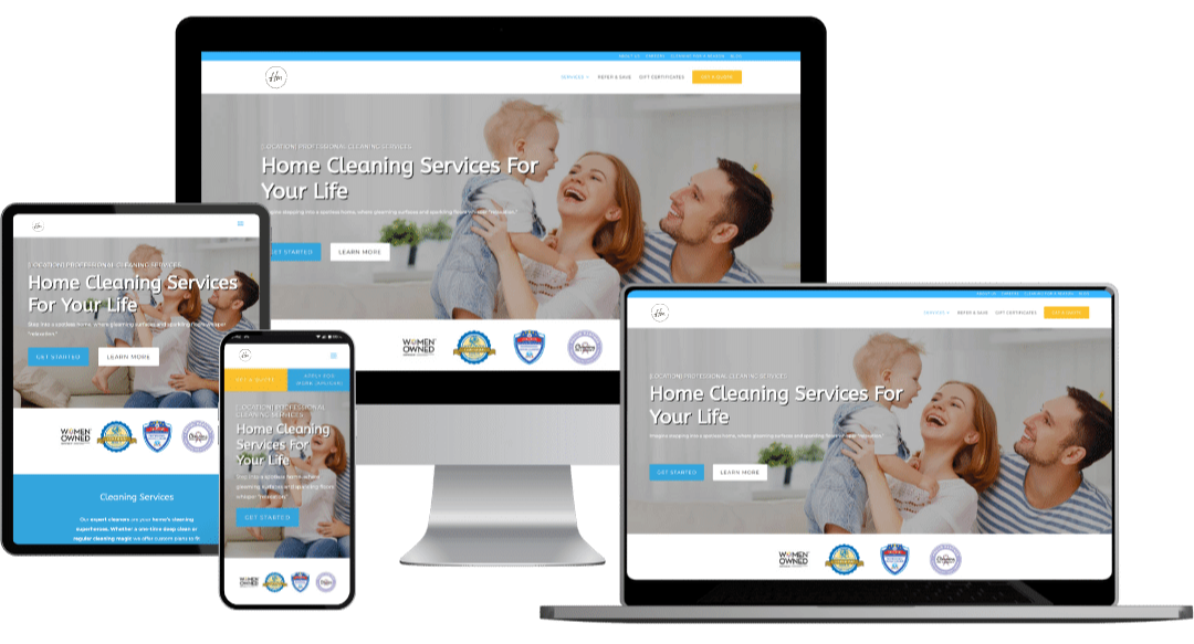Cleaning business website design mockup